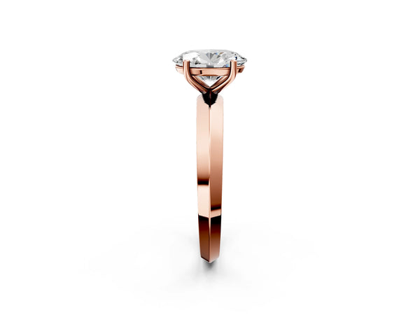 Rose Gold Oval Knife-Edge Solitaire Engagement Ring Setting with Plain Polished Band