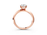 Rose gold Oval Cut Solitaire Engagement Ring with Flat Band and Four-Prong Setting 3