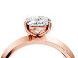 Rose gold Oval Cut Solitaire Engagement Ring with Flat Band and Four-Prong Setting 4