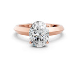 Rose gold Oval Cut Solitaire Engagement Ring with Flat Band and Four-Prong Setting