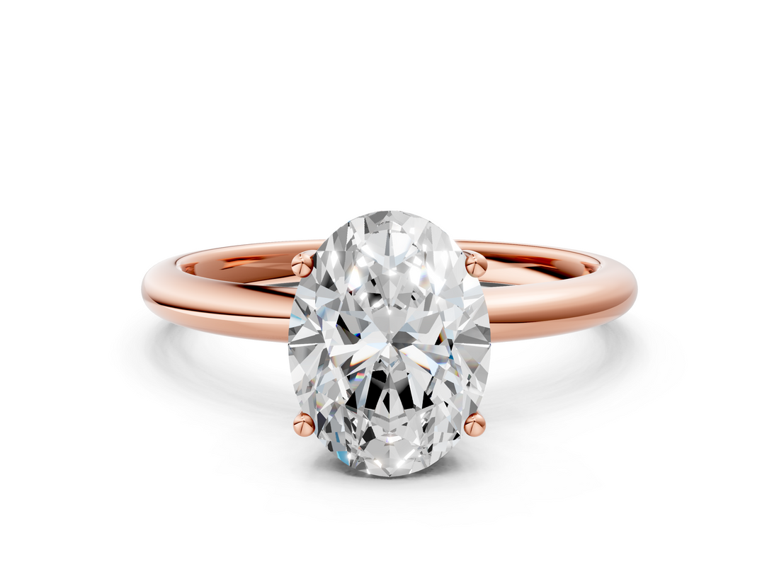 Rose gold Oval Cut Solitaire Engagement Ring with Four-Prong Setting and Classic Band_40