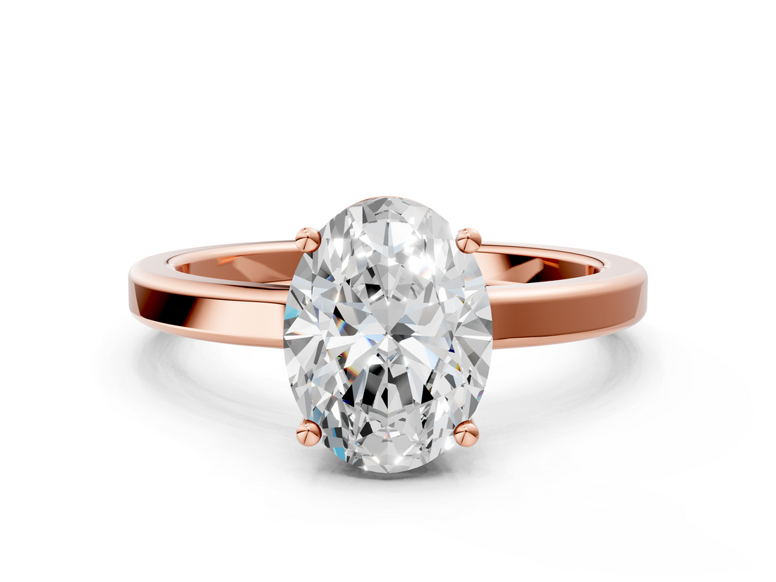Rose gold Oval Cut Solitaire Engagement Ring with Four-Prong Setting on a Classic Band_36