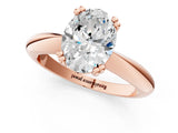 Rose gold Oval Cut Solitaire Engagement Ring with Tapered Band and Four-Prong Setting 1