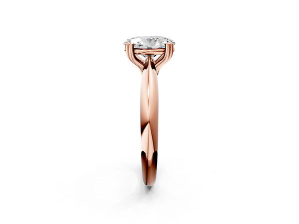 Rose gold Oval Cut Solitaire Engagement Ring with Tapered Band and Four-Prong Setting