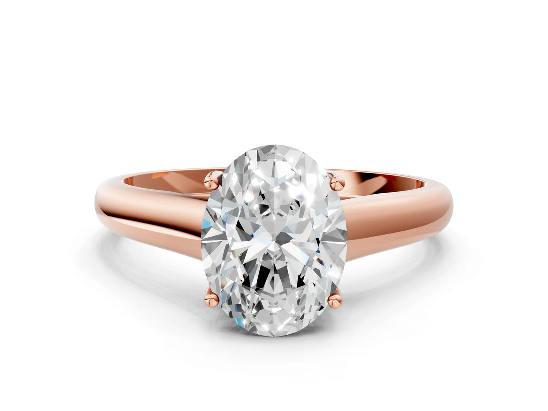 Rose gold Oval Cut Solitaire Engagement Ring with Tapered Band and Four-Prong Setting_3