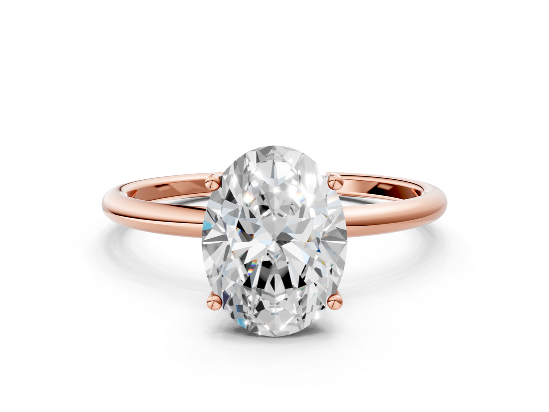 Rose gold Oval Cut Solitaire Engagement Ring with Thin Band and Four-Prong Setting_3