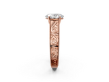 Rose gold Oval Cut Solitaire Engraved Band with Four-Prong Setting_111
