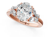 Rose gold Oval Cut Solitaire Floral Diamond Ring with Four-Prong Setting_38