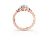 Rose gold Oval Cut Solitaire Floral Diamond Ring with Four-Prong Setting_40