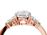 Rose gold Oval Cut Solitaire Floral Diamond Ring with Four-Prong Setting_41