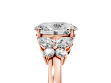 Rose gold Oval Cut Solitaire Floral Diamond Ring with Four-Prong Setting_42