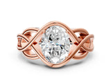Rose gold Oval Cut Solitaire Intertwined Band Prong Setting Ring_14
