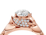 Rose gold Oval Cut Solitaire Leaf-Inspired Engagement Ring with Prong Setting_23