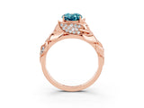 Rose gold Oval Cut Solitaire Leaf-Inspired Engagement Ring with Prong Setting_3