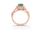 Rose gold Oval Cut Solitaire Leaf-Inspired Engagement Ring with Prong Setting_3