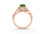 Rose gold Oval Cut Solitaire Leaf-Inspired Engagement Ring with Prong Setting_3