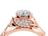 Rose gold Oval Cut Solitaire Leaf-Inspired Engagement Ring with Prong Setting_4