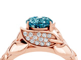 Rose gold Oval Cut Solitaire Leaf-Inspired Engagement Ring with Prong Setting_4