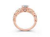 Rose gold Oval Cut Solitaire Moissanite Leaf-Inspired Vine Band Ring with Prong Setting_3