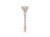 Rose gold Oval Cut Solitaire Moissanite Ring with Pave Band and Four-Prong Setting_2