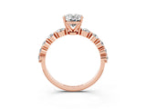 Rose gold Oval Cut Solitaire Moissanite Ring with Pave Band and Four-Prong Setting_3