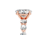 Rose gold Oval Cut Solitaire Moissanite Ring with Pave Band and Four-Prong Setting_5