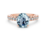 Rose gold Oval Cut Solitaire Pave Diamond Engagement Ring with Four-Prong Setting