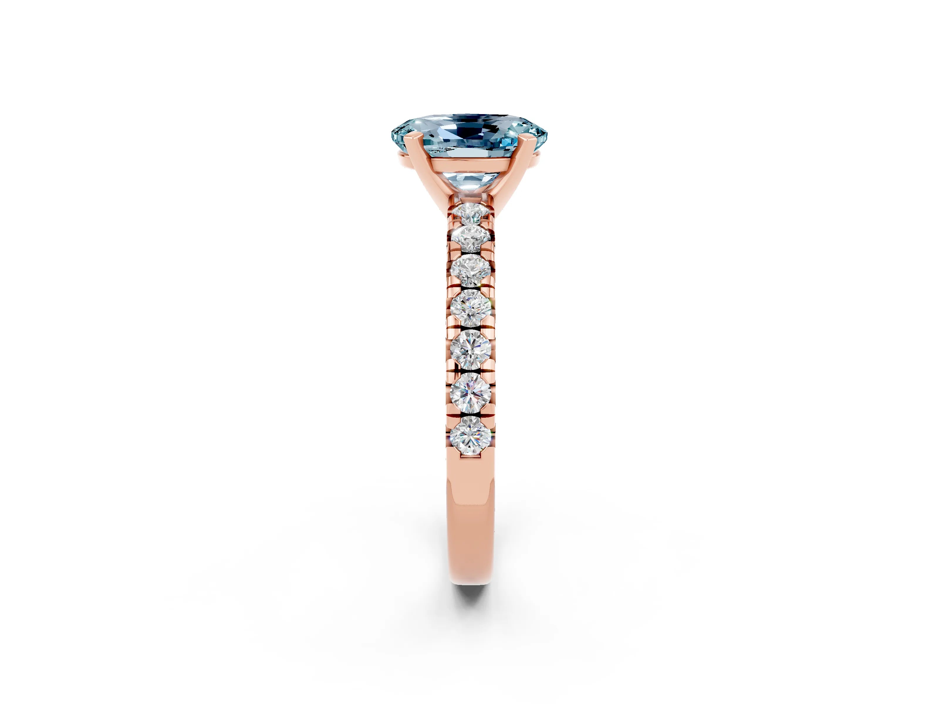 Rose gold Oval Cut Solitaire Pave Diamond Engagement Ring with Four-Prong Setting_2