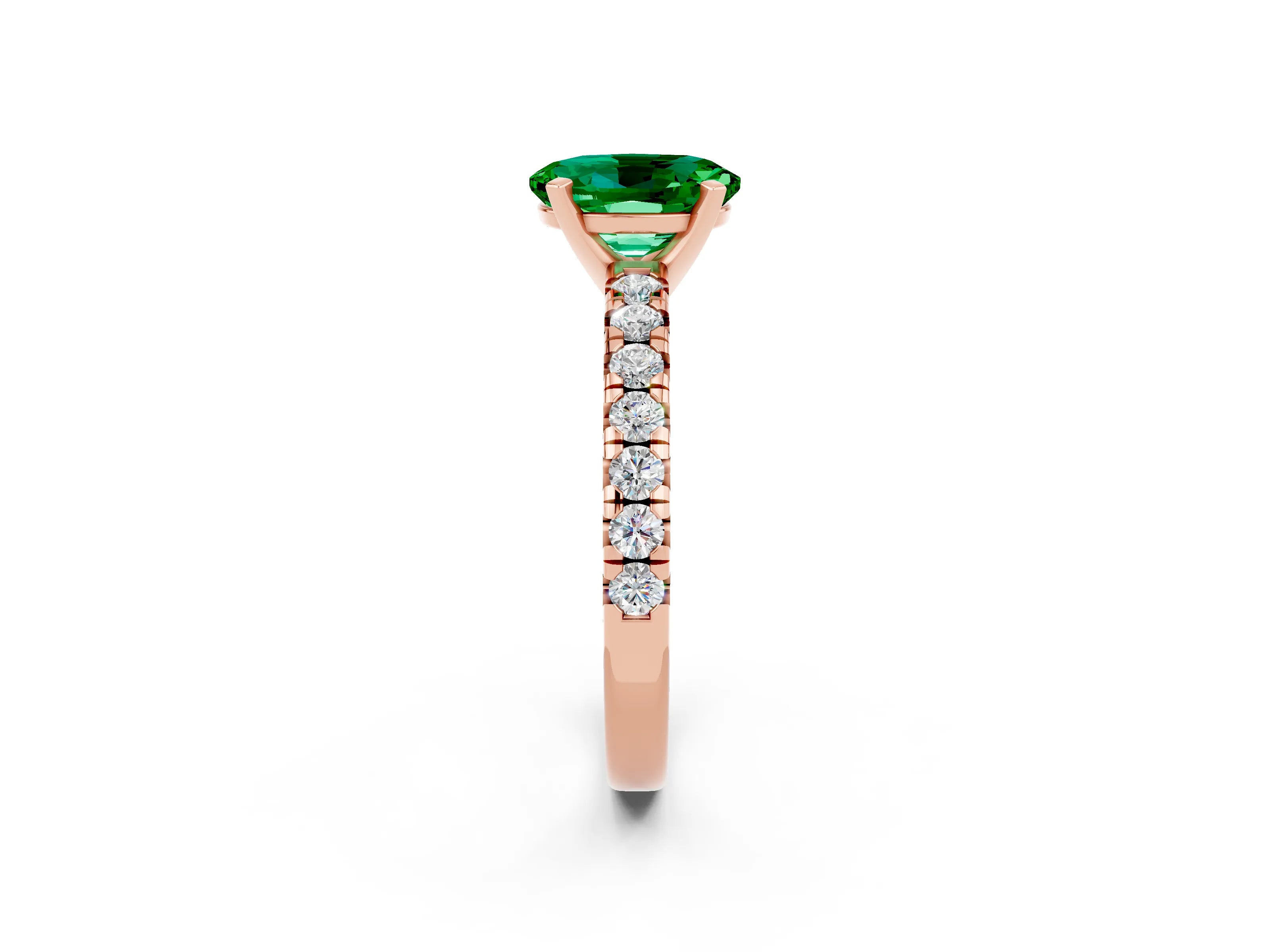 Rose gold Oval Cut Solitaire Pave Diamond Engagement Ring with Four-Prong Setting_2