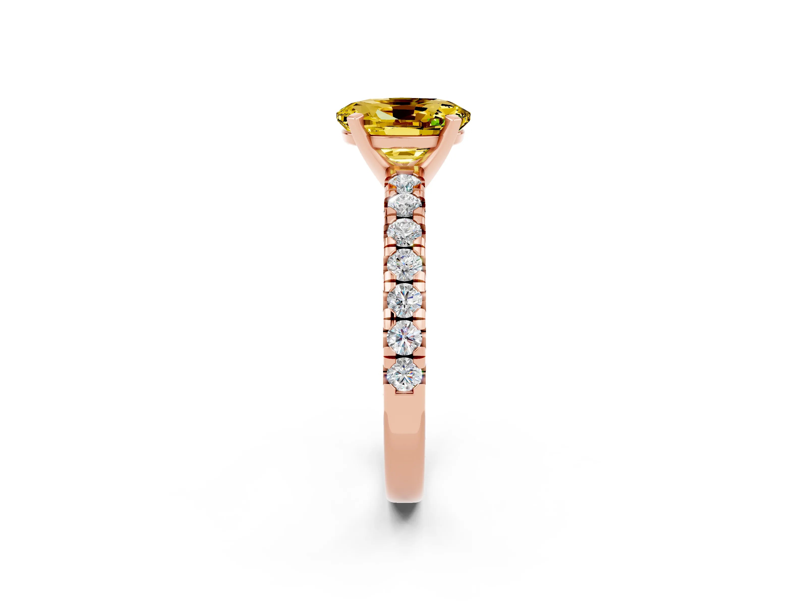 Rose gold Oval Cut Solitaire Pave Diamond Engagement Ring with Four-Prong Setting_2