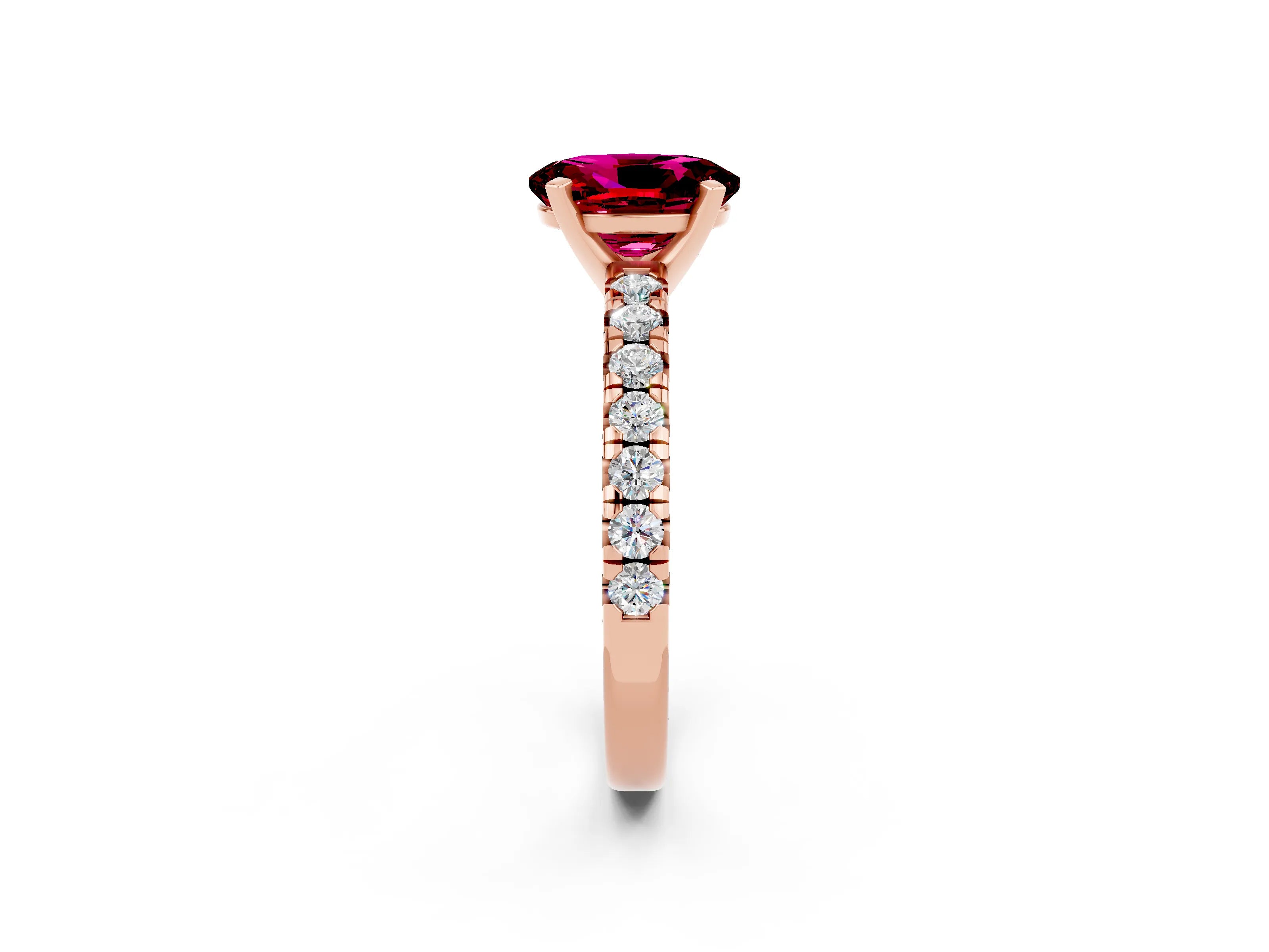 Rose gold Oval Cut Solitaire Pave Diamond Engagement Ring with Four-Prong Setting_2