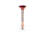 Rose gold Oval Cut Solitaire Pave Diamond Engagement Ring with Four-Prong Setting_2