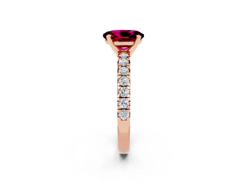 Rose gold Oval Cut Solitaire Pave Diamond Engagement Ring with Four-Prong Setting_2