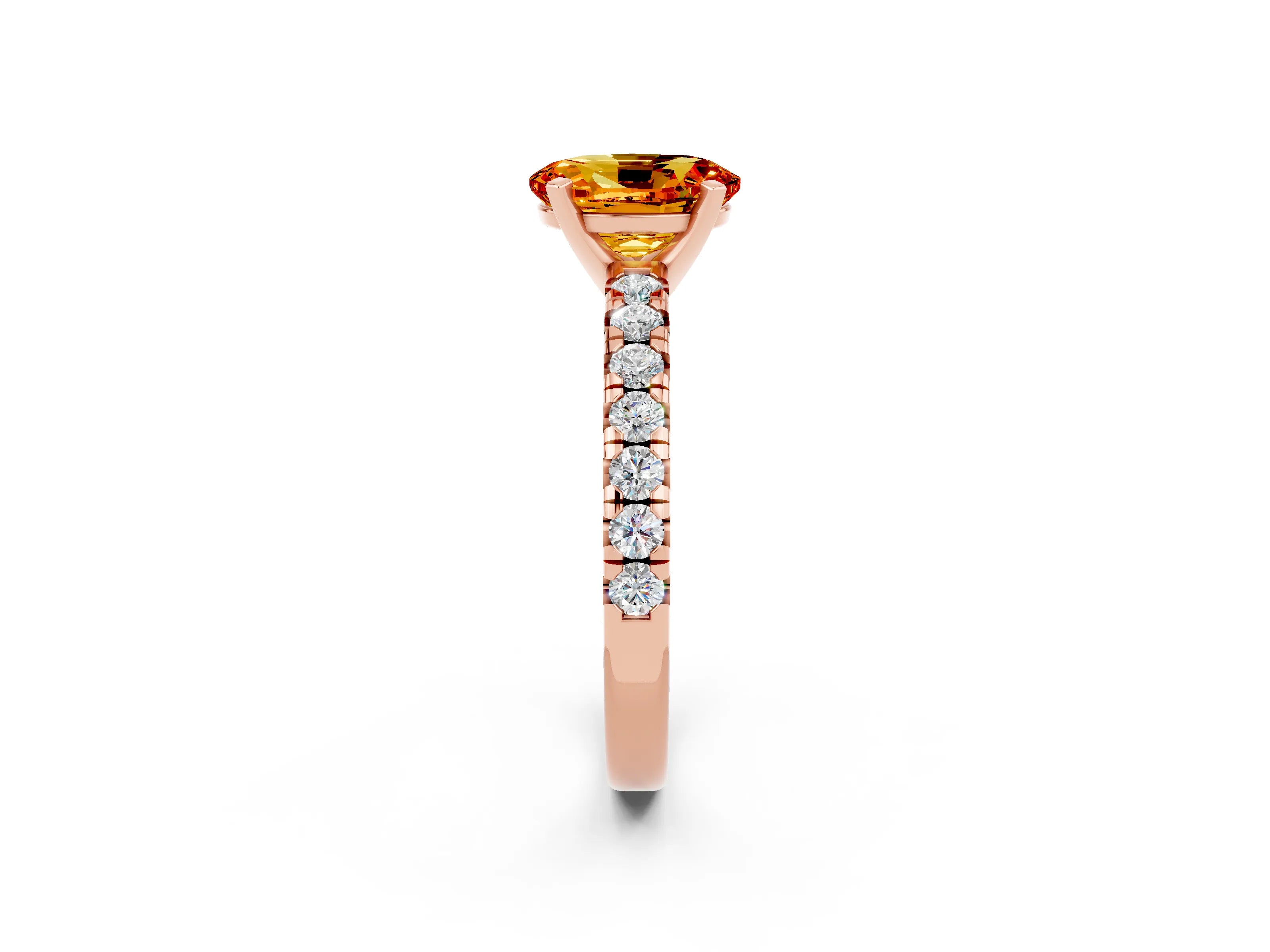 Rose gold Oval Cut Solitaire Pave Diamond Engagement Ring with Four-Prong Setting_2