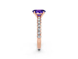 Rose gold Oval Cut Solitaire Pave Diamond Engagement Ring with Four-Prong Setting_2