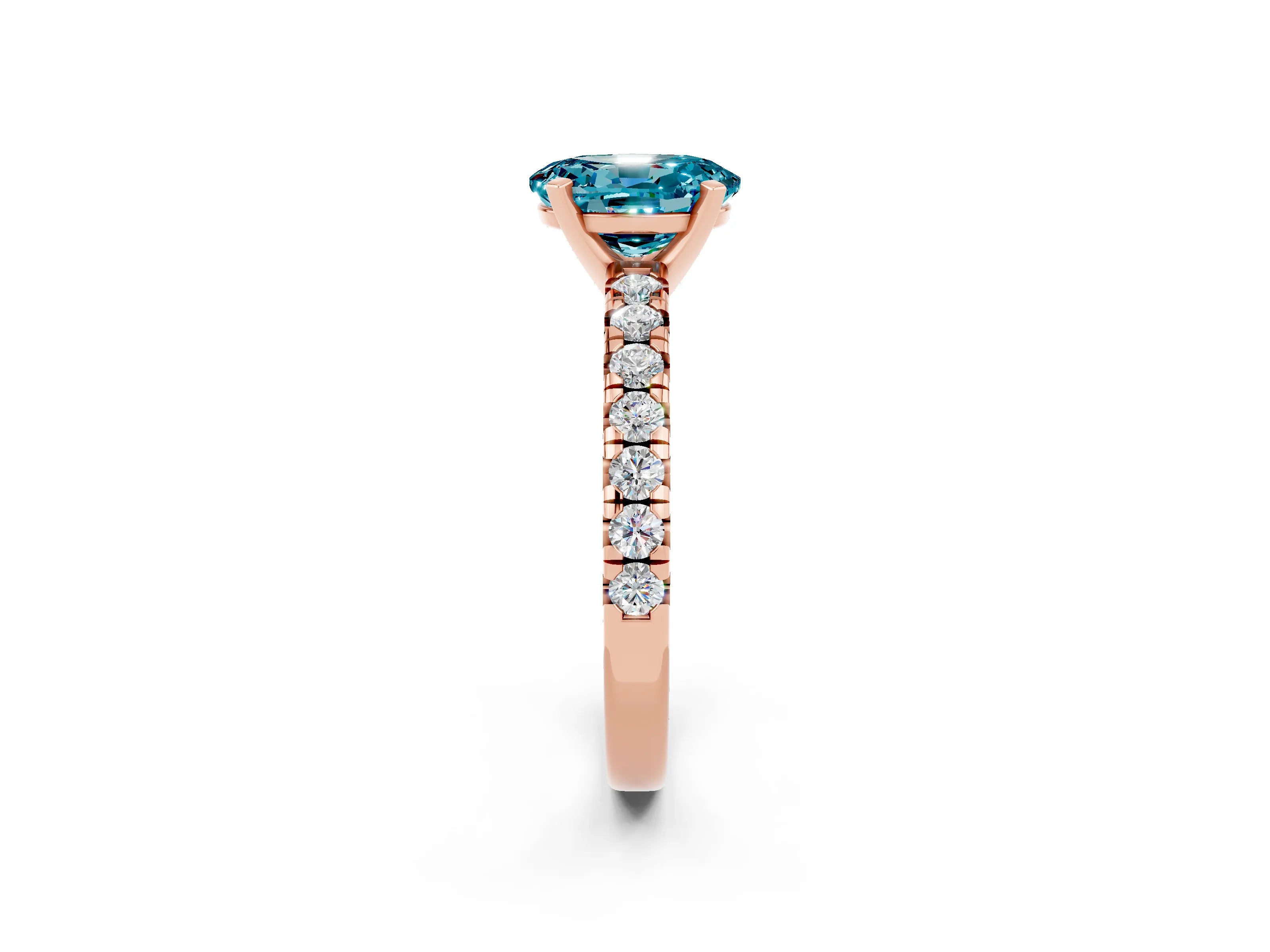 Rose gold Oval Cut Solitaire Pave Diamond Engagement Ring with Four-Prong Setting_2