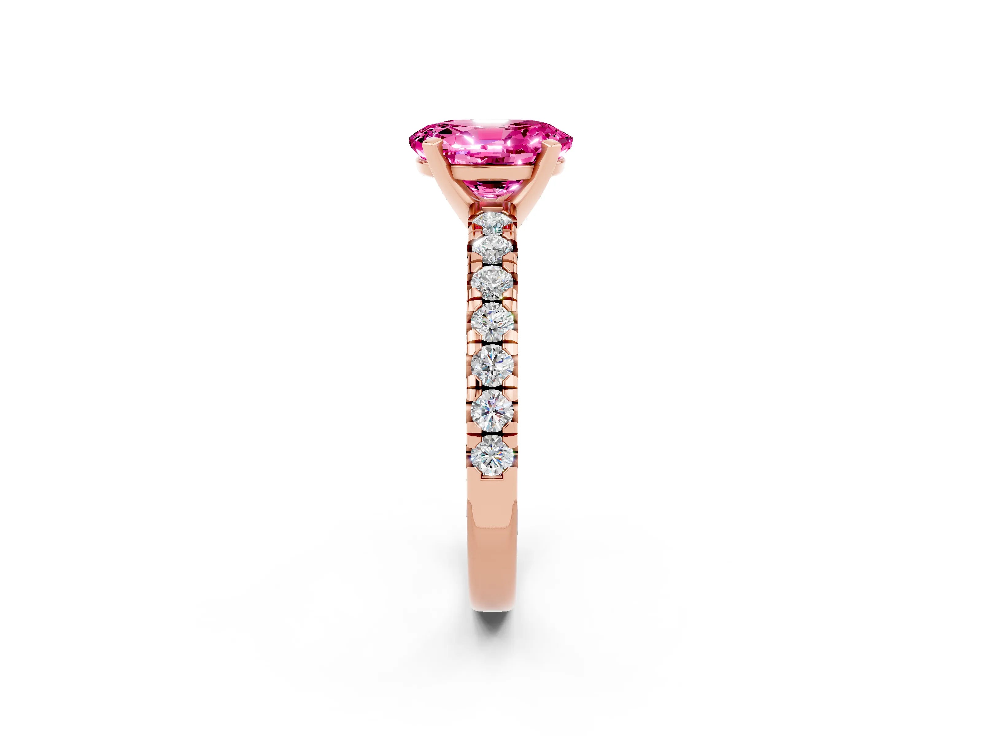 Rose gold Oval Cut Solitaire Pave Diamond Engagement Ring with Four-Prong Setting_2