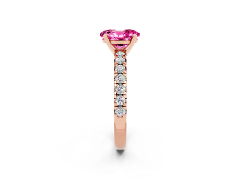 Rose gold Oval Cut Solitaire Pave Diamond Engagement Ring with Four-Prong Setting_2
