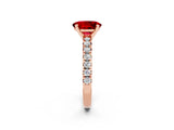 Rose gold Oval Cut Solitaire Pave Diamond Engagement Ring with Four-Prong Setting_2