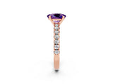 Rose gold Oval Cut Solitaire Pave Diamond Engagement Ring with Four-Prong Setting_2
