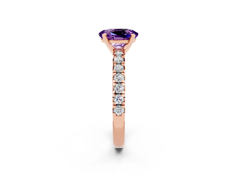 Rose gold Oval Cut Solitaire Pave Diamond Engagement Ring with Four-Prong Setting_2