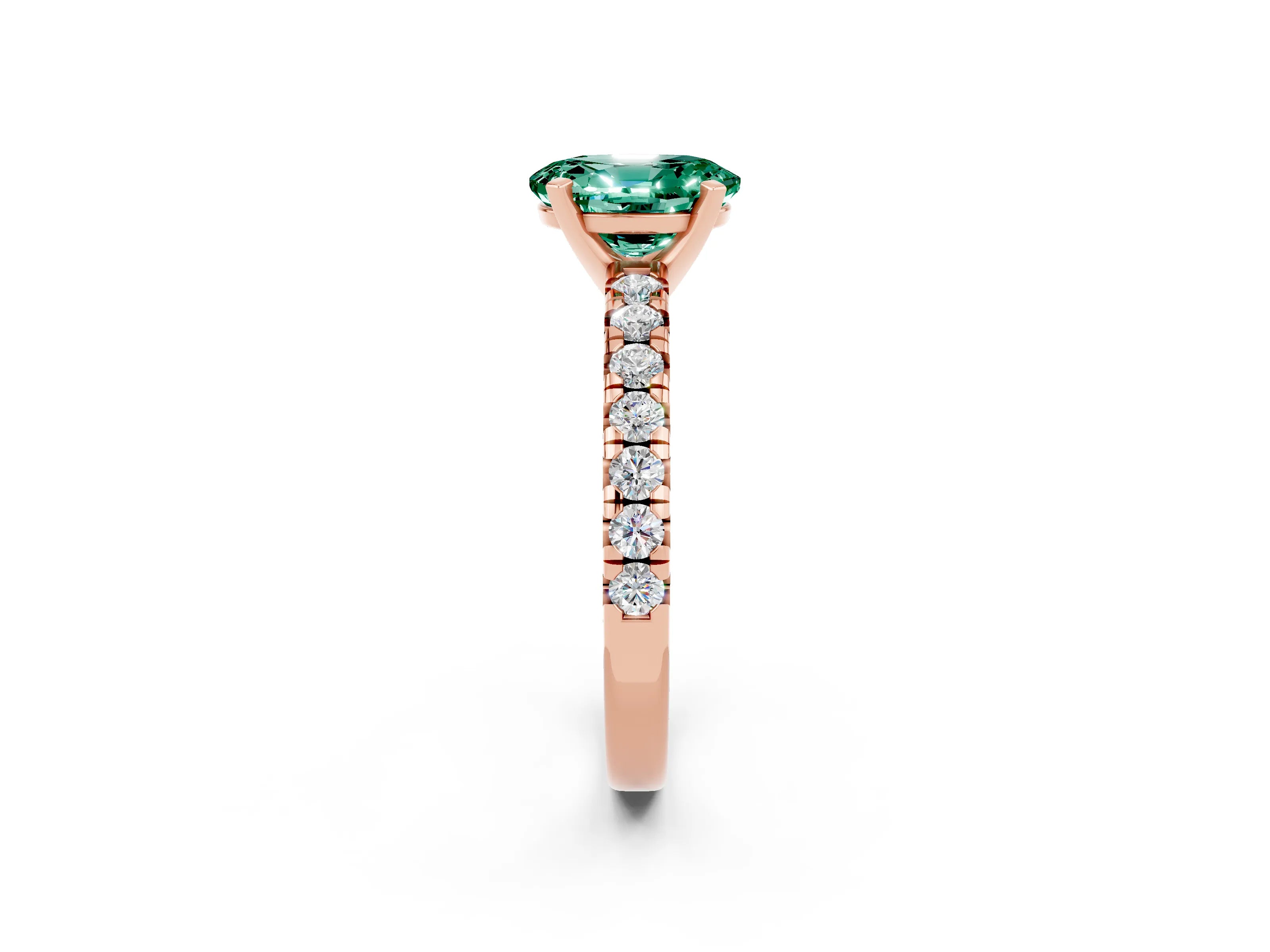 Rose gold Oval Cut Solitaire Pave Diamond Engagement Ring with Four-Prong Setting_2