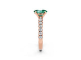 Rose gold Oval Cut Solitaire Pave Diamond Engagement Ring with Four-Prong Setting_2