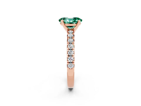 Rose gold Oval Cut Solitaire Pave Diamond Engagement Ring with Four-Prong Setting_2