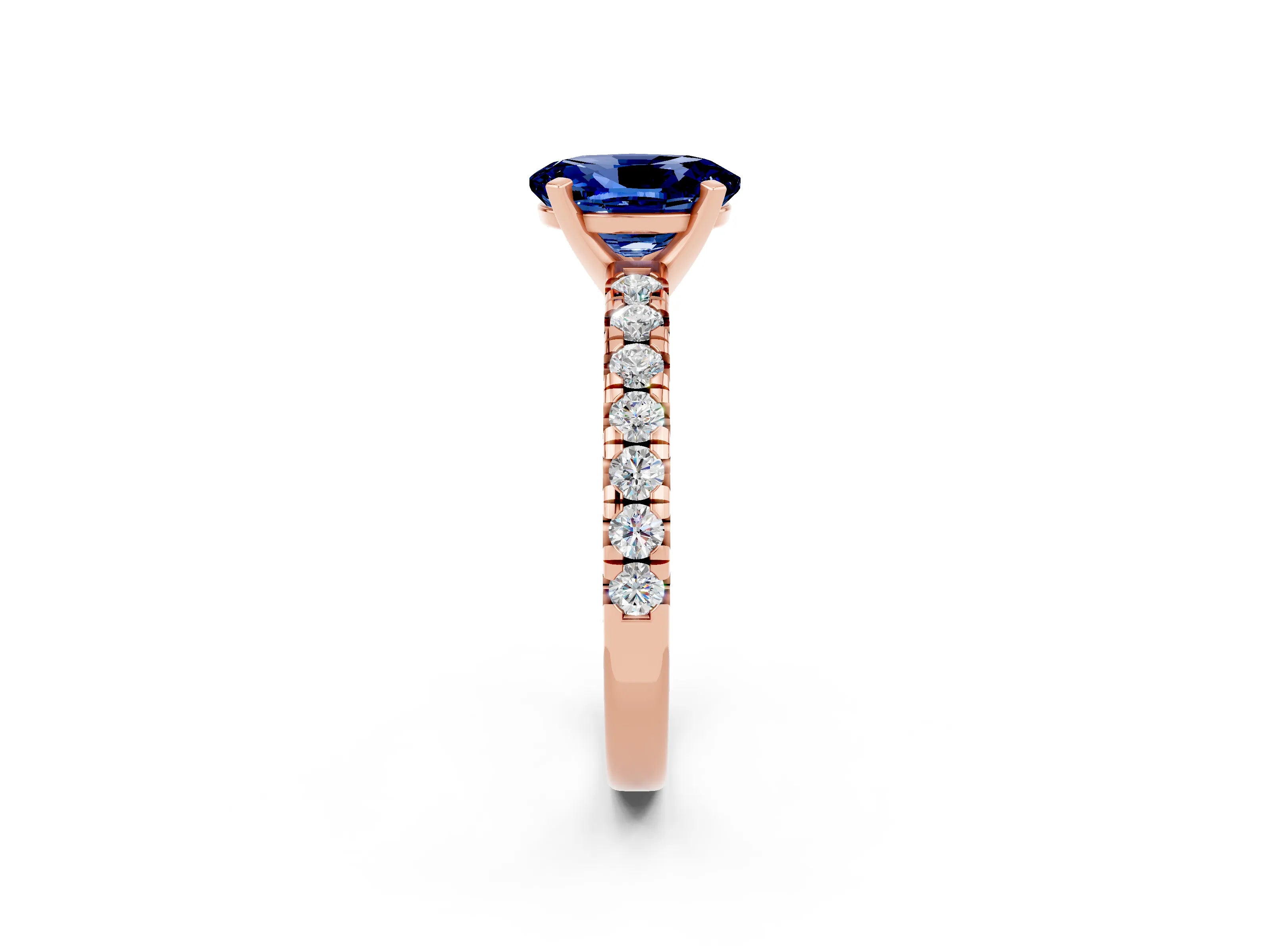 Rose gold Oval Cut Solitaire Pave Diamond Engagement Ring with Four-Prong Setting_2