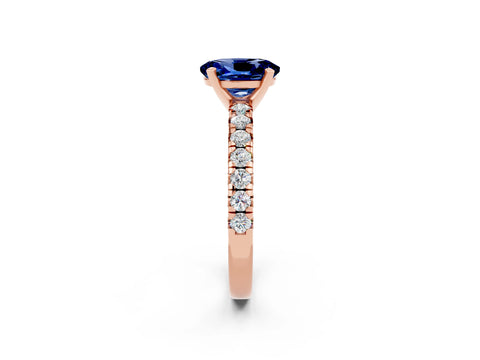 Rose gold Oval Cut Solitaire Pave Diamond Engagement Ring with Four-Prong Setting_2