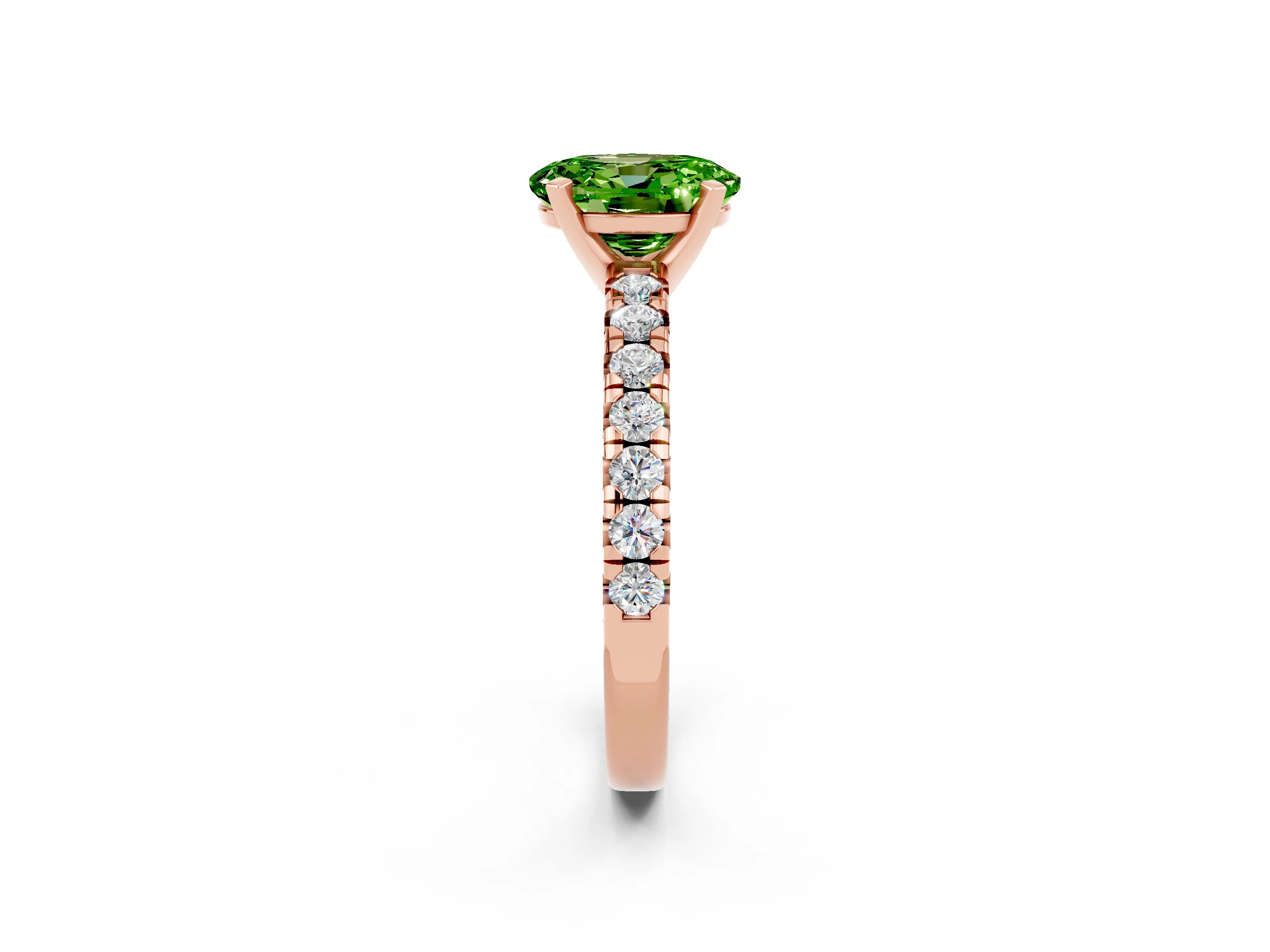 Rose gold Oval Cut Solitaire Pave Diamond Engagement Ring with Four-Prong Setting_2