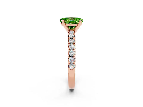 Rose gold Oval Cut Solitaire Pave Diamond Engagement Ring with Four-Prong Setting_2