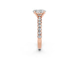 Rose gold Oval Cut Solitaire Pave Diamond Engagement Ring with Four-Prong Setting_2