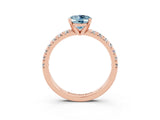 Rose gold Oval Cut Solitaire Pave Diamond Engagement Ring with Four-Prong Setting_3